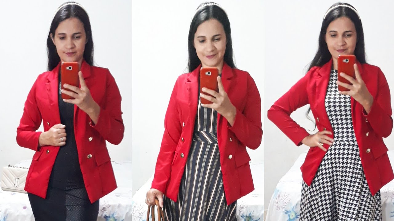 blazer vermelho com preto