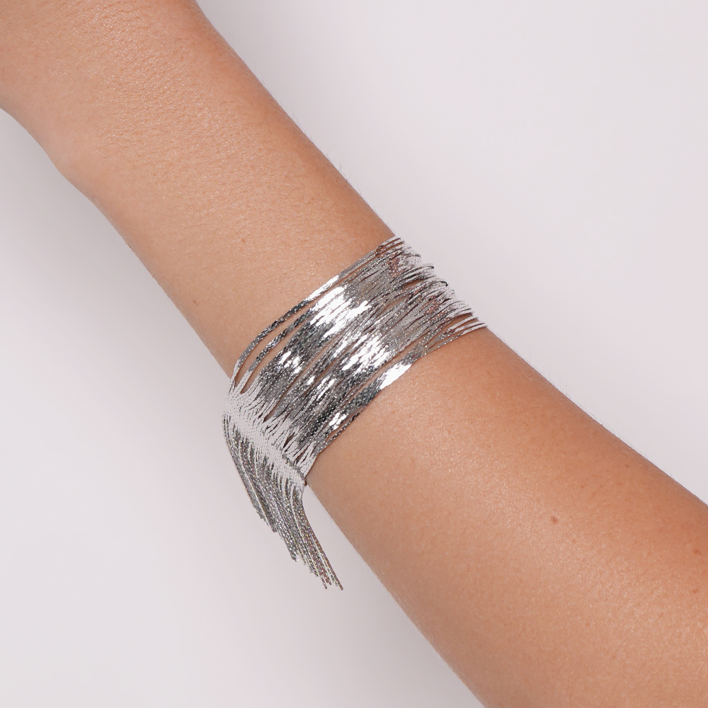 pulseira de franja dourada